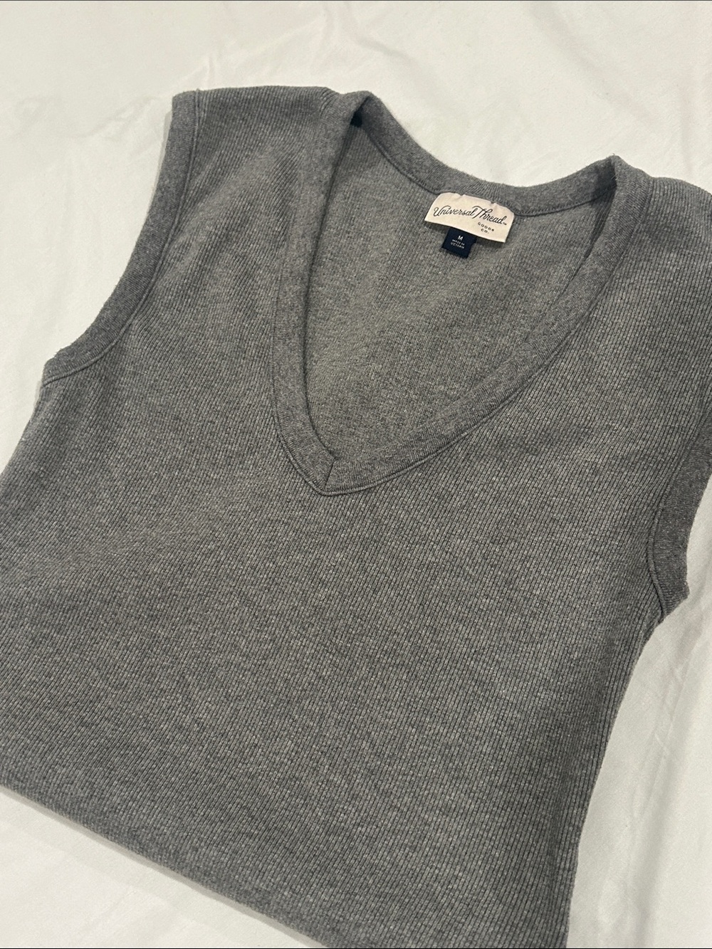 Universal Thread Charcoal Ribbed V-Neck Tank Top